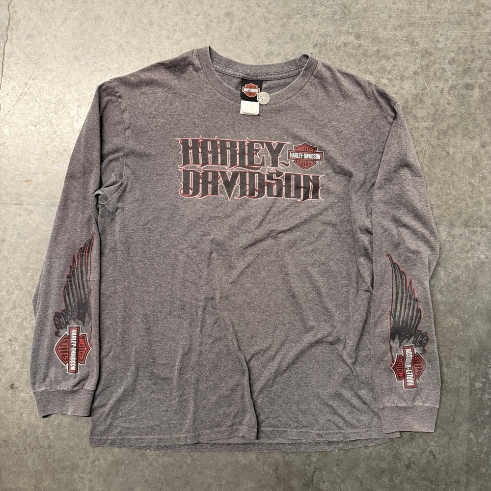 Harley-Davidson Mens Long Sleeve Graphic T-Shirt Gray South Bend Indiana XL